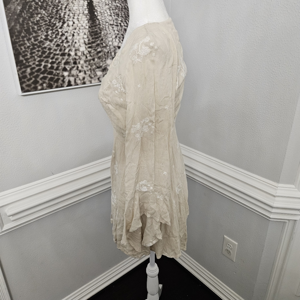 Free People Almond Jasmine Embroidered Fit & Flare Dress size 4 - Picture 12 of 14